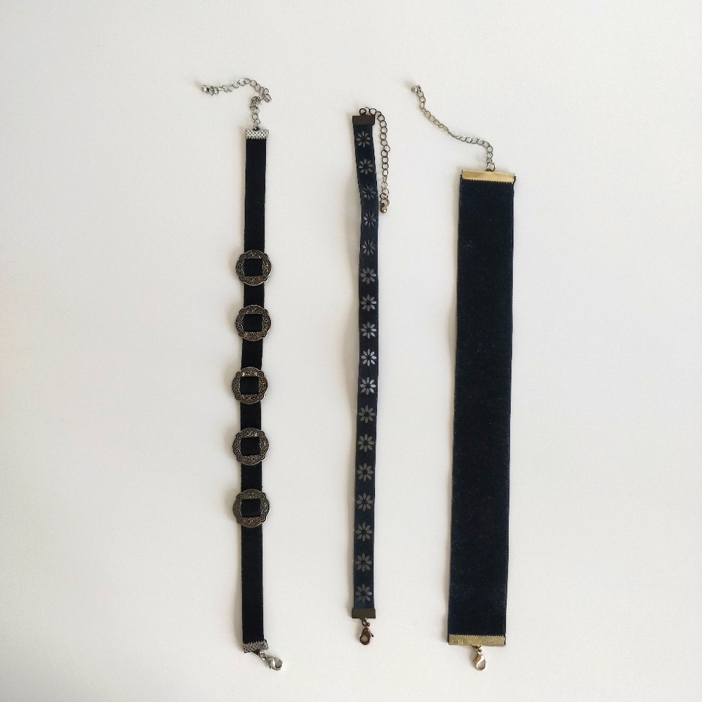 Black Chokers set of 3